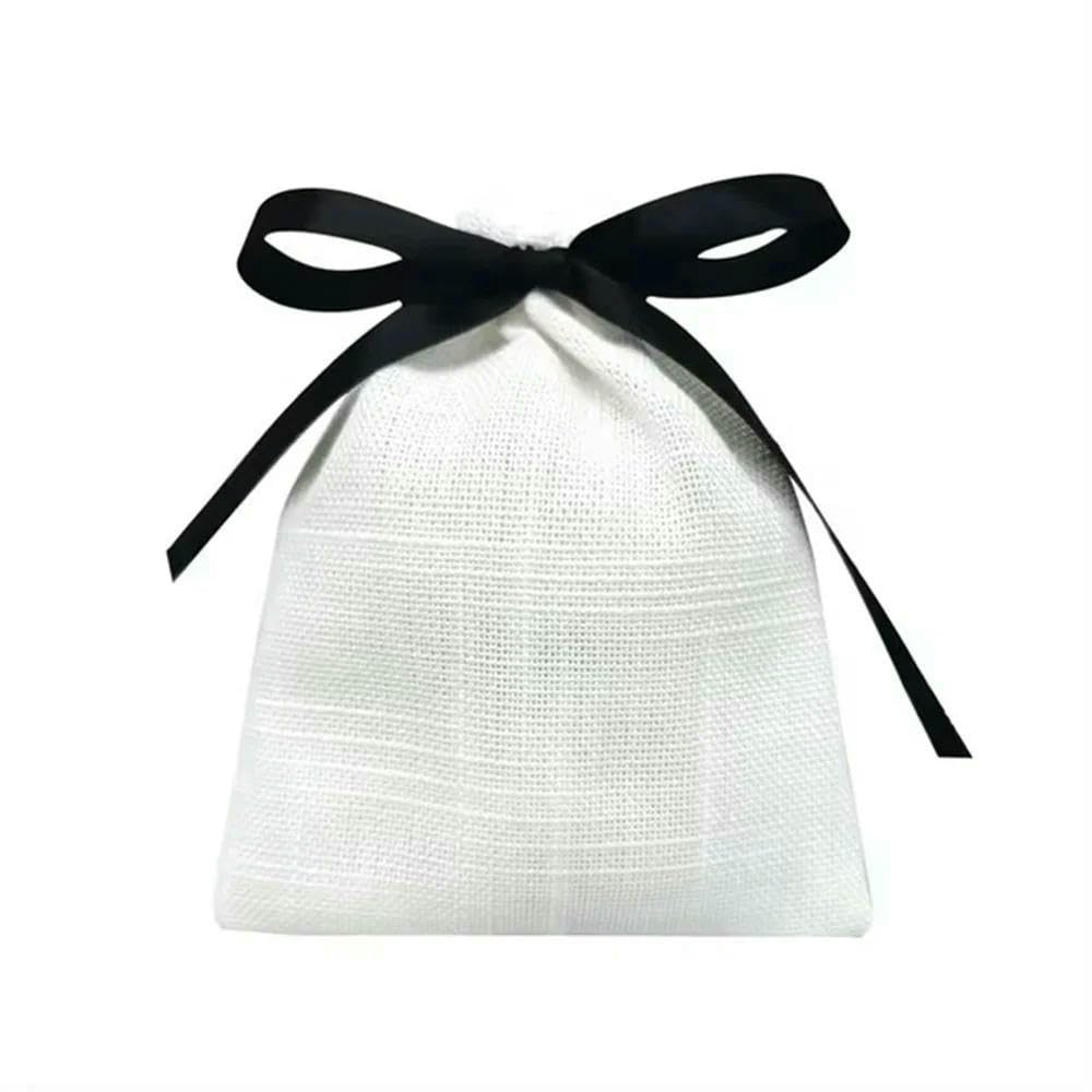 Torba prezentów z kablami Biała bawełniana torebka prezentowa ze ściągaczem, różne rozmiary, różne ilości(100pcs With Logo,3.5x4.7inch(9x12cm))
