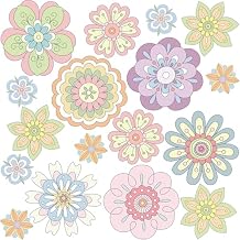 Spring Bulletin Board Decorations for Classroom- 48 Pcs Colorful Hand Painted Flower Paper Cutouts with Adhesive Dot for Home School Classroom Wall Door Decorations, Floral Party Supplies