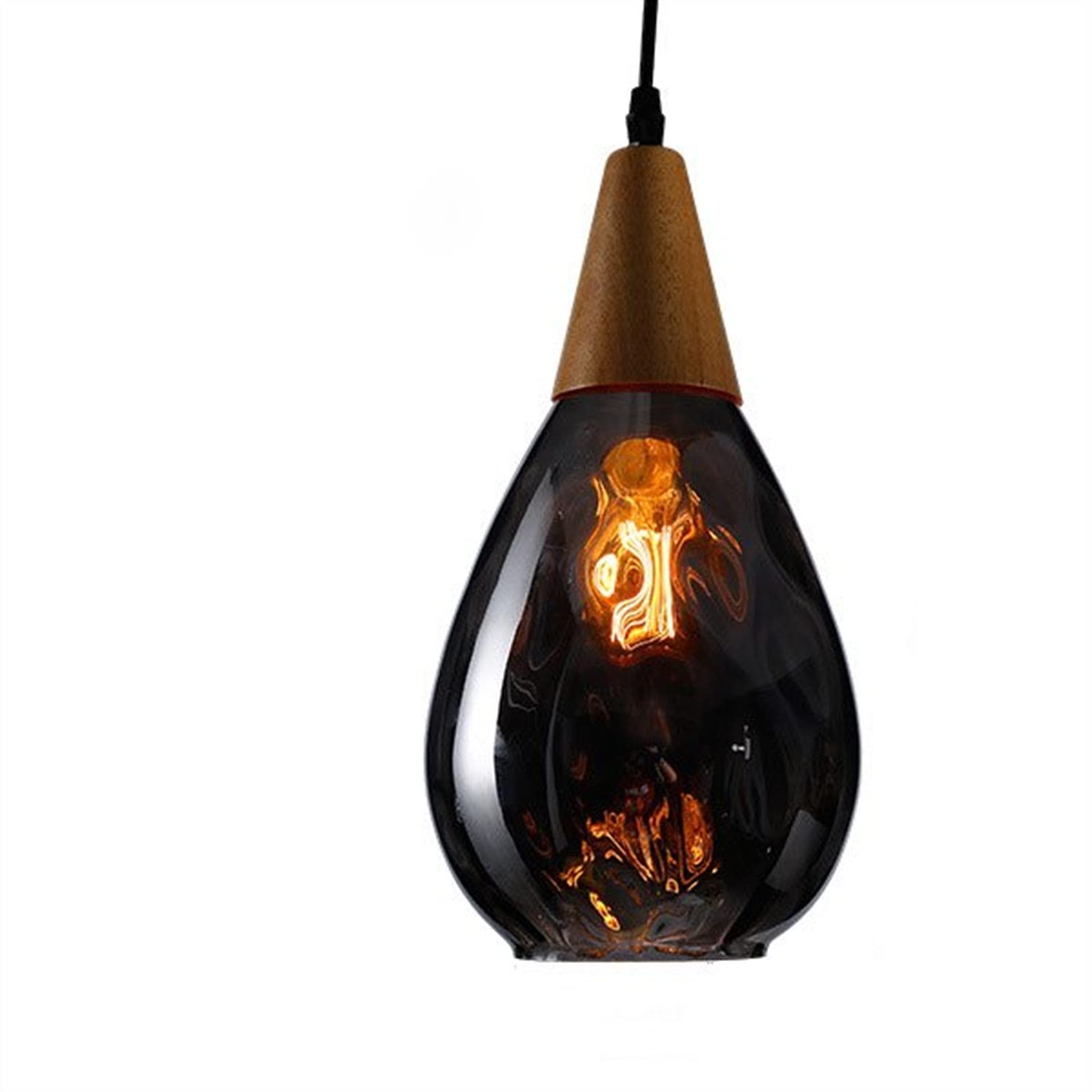 Lámpara colgante de cristal E27 gris humo luminaria de techo para dormitorio