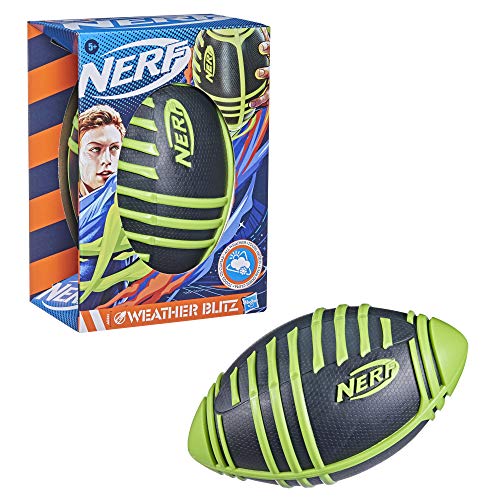 Nerf Weather Blitz Kids Foam Football, Green, 9" Inch Youth Sized Football, All Weather & Pool/Beach Ball, Easy-Grip Design - Image 4