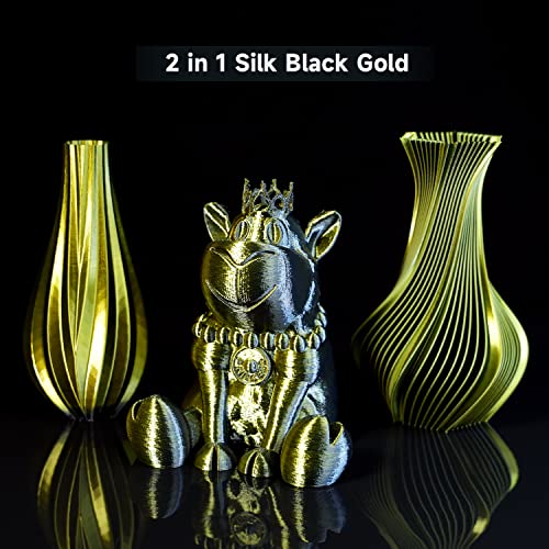 Image of Gratkit Silk Dual Color PLA Filament, Coextrusion PLA Filament 1.75mm, + /-0.03mm, 1KG /Roll, Silk PLA Black & Gold