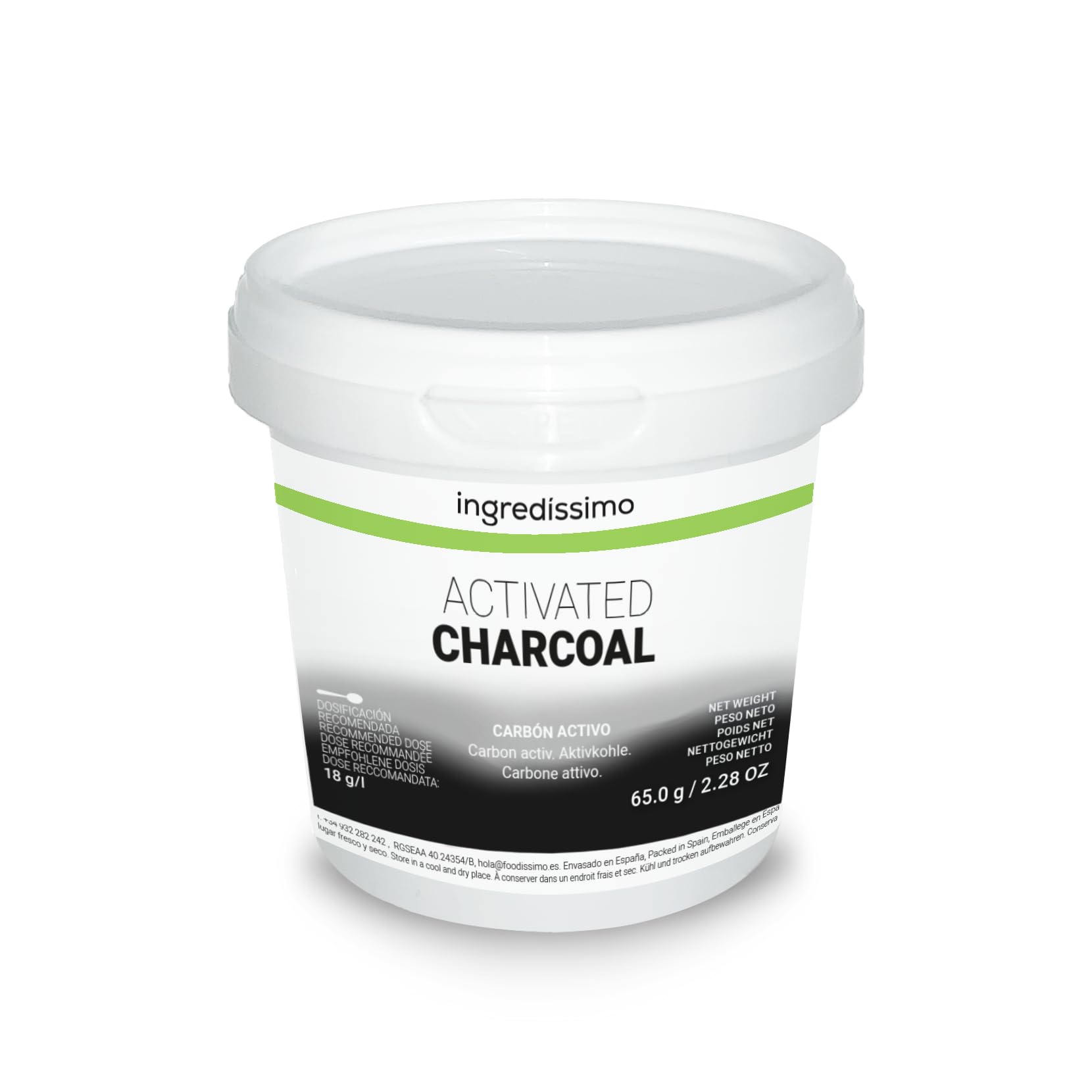 Carbón Activo en Polvo 65 Gr, Uso Culinario, Origen 100% Vegetal, Sin Gluten, Vegano