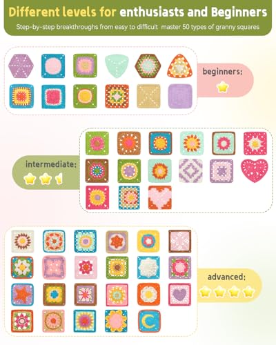 Image of Katech Crochet Kit for Beginners-Crochet Kit for Adults Kids w /Step-by-Step Video Tutorials, Learn to Crochet 50 Pattern Granny Square Kit Crochets Starter Kits w /Upgraded Yarn-Zero Based Friendly