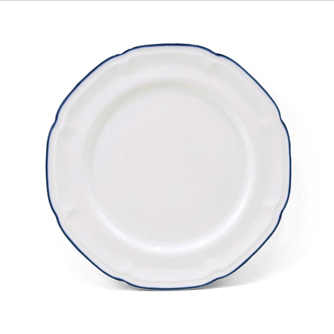 Brigros - Servizio Piatti 18 Pezzi in Ceramica Bianca con Bordo Dipinto a Mano, Set Piatti 6 Persone in Porcellana Elegante e Moderna, Modello Grace (Blu)