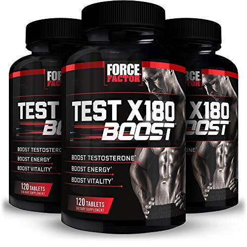 Force Factor Test X180 Boost Testosterone Booster for Men with Fenugreek DAspartic Acid DAA Tribulus and Black Maca to Boost Total Testosterone Energy and Vitality Tablets, 360 Count