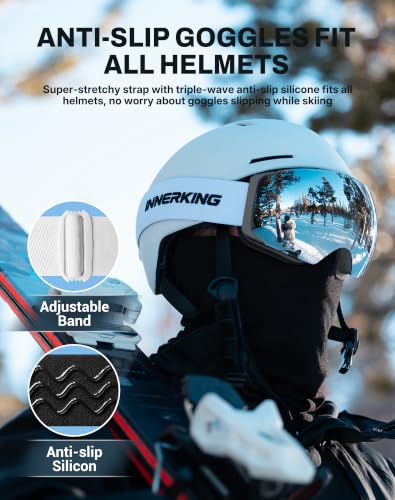 Image of Innerking Magnetic Ski Goggles, Interchangeable OTG Snowboard Goggles-Vlt10%
