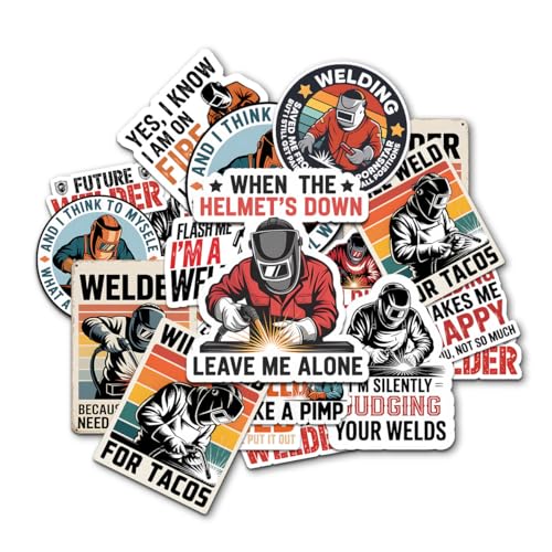 Image of 12 Pcs Welding Stickers Pack – Funny Welder Vinyl Decals for Laptop, Toolbox, Helmet, Water Bottle, Scrapbook, Welding Humor Sticker Set, Gift for Welders & Metal Workers