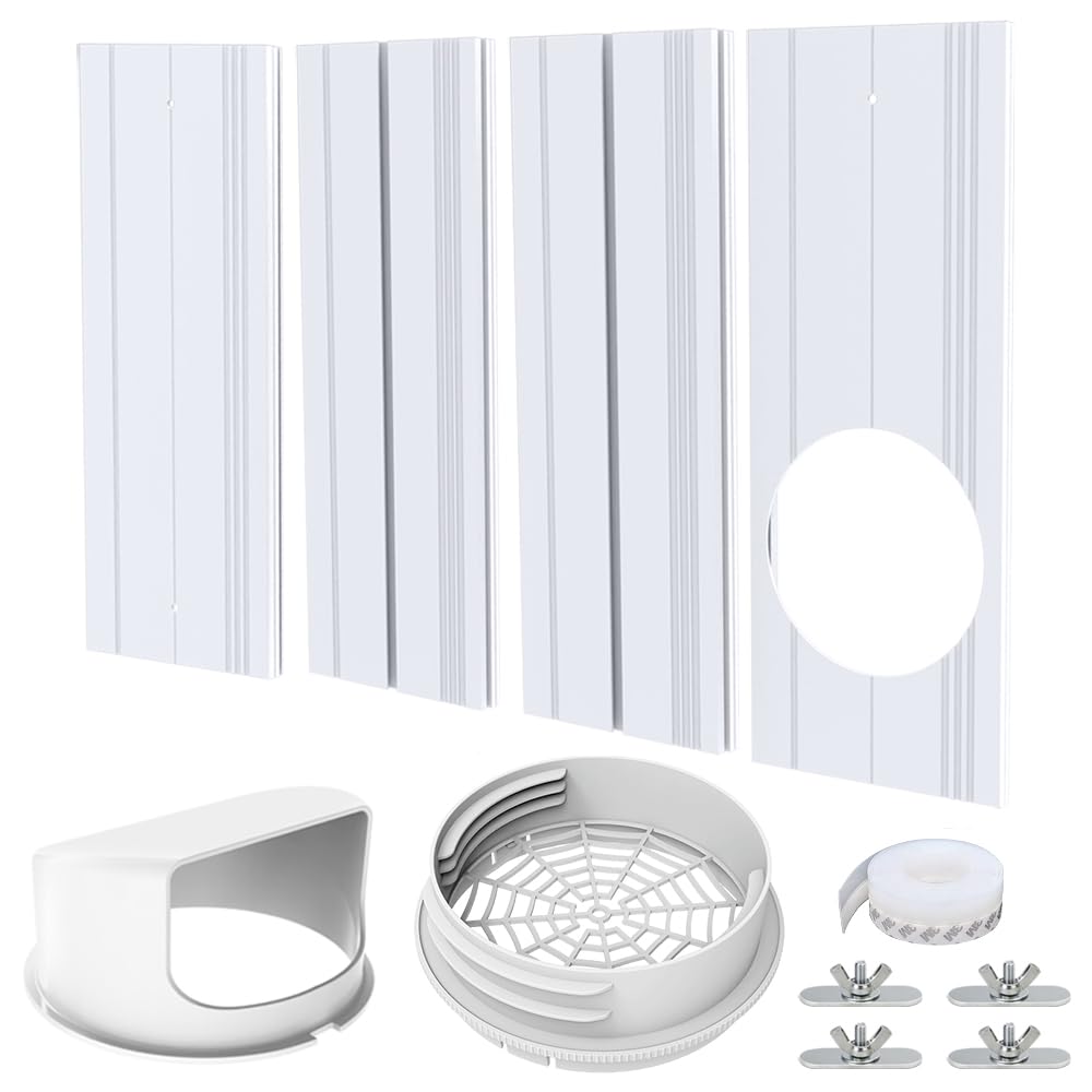 Kit de Sellado de respiradero de Ventana de Aire Acondicionado - para Manguera de Escape de 13 cm y 15 cm, para Ventana Vertical y Horizontal de 43-140 cm - sin Manguera