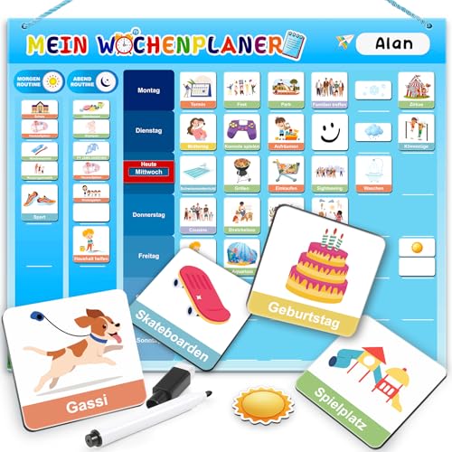 BABECTOY Magnetische Bausteine-Build Mine Magnete Welt World Set-Wochenplaner Kinder,Montessori Magnettafel Kinder inkl (0942)