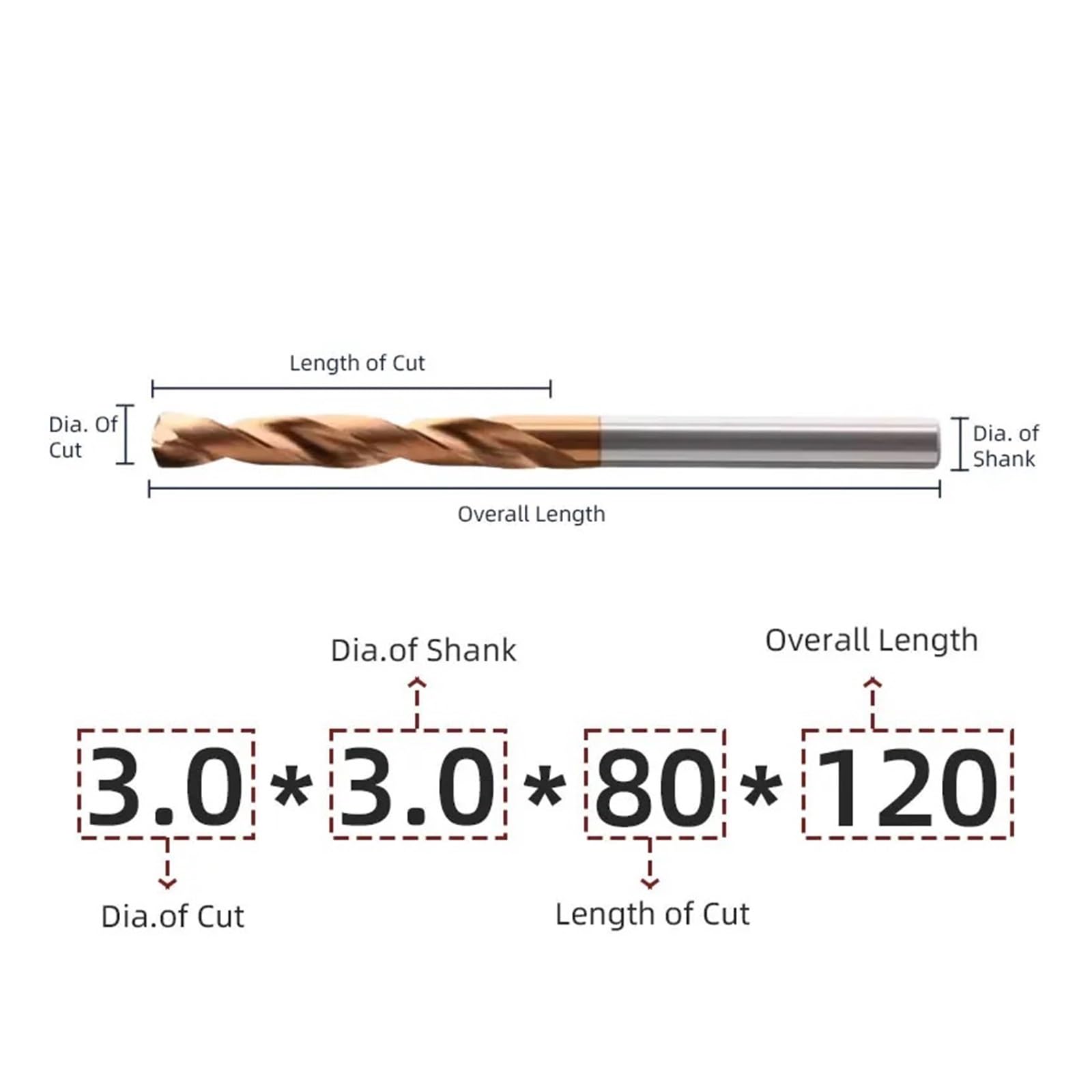 1 szt. Wiertarka z węglika powlekanego o długości 120 mm Narzędzie do wykonywania otworów w metalu stali nierdzewnej(17.6mm)