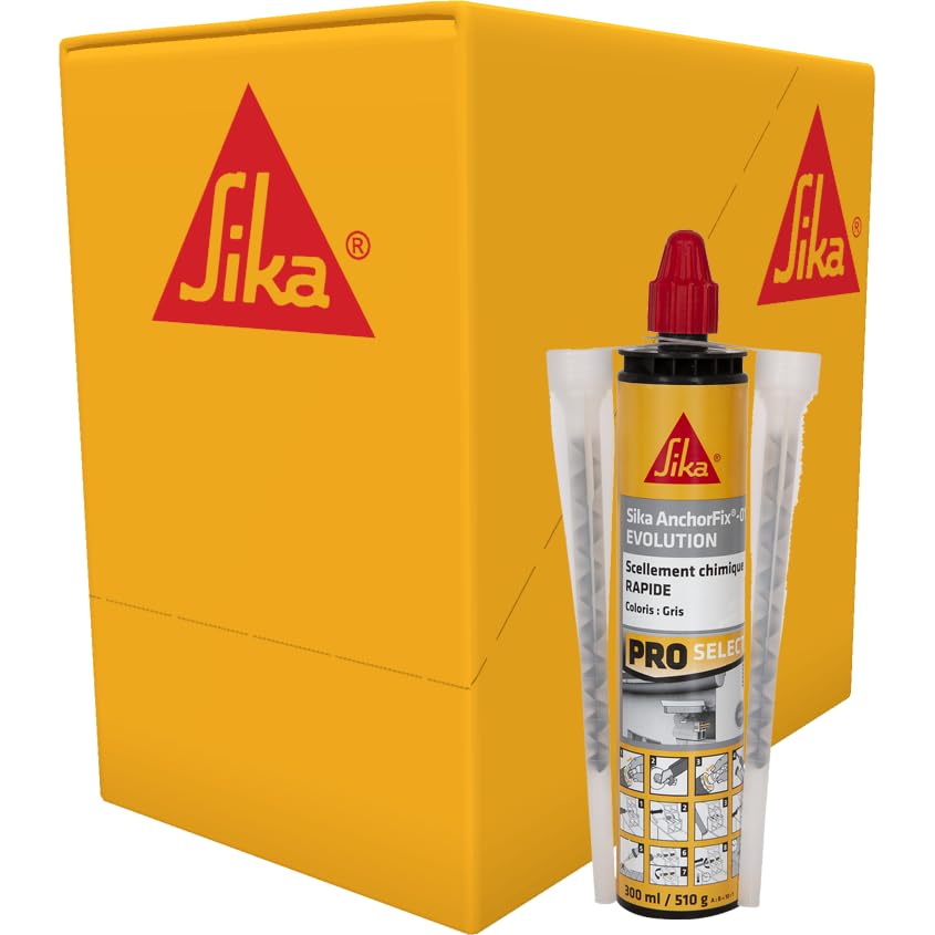 SIKA - Scellement chimique - Sika Anchorfix 01 Evolution, Gris - Prise rapide - Fixation d'objets lourds - Scelle store, volet, portail, chauffe-eau, radiateur...