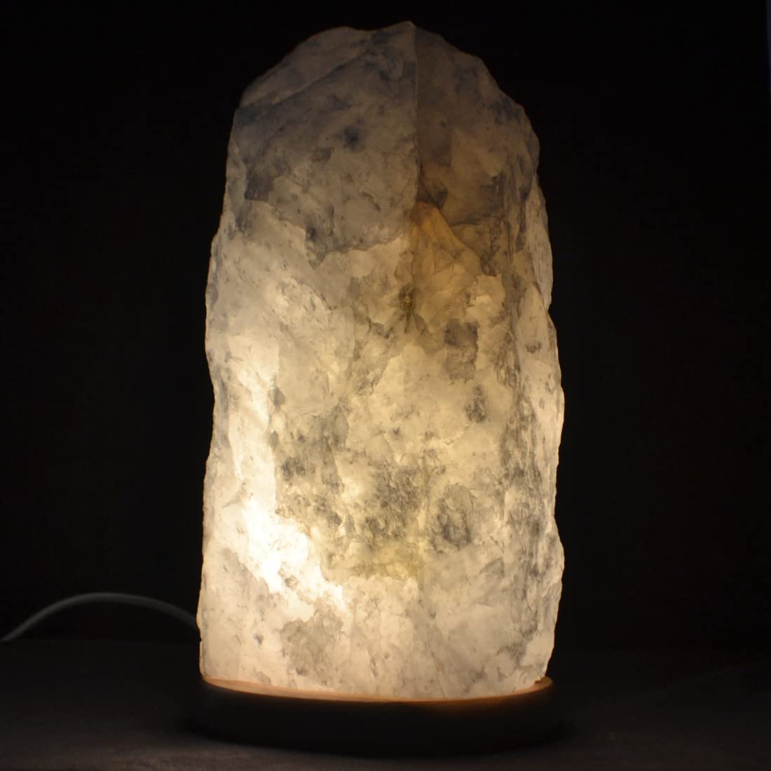 Bergkristall Rohstein Lampe | Echte Kristall Edelstein Leuchte/Lampe | Bergkristall Leuchte | Beleuchteter Kristall Heilstein 8-9 kg