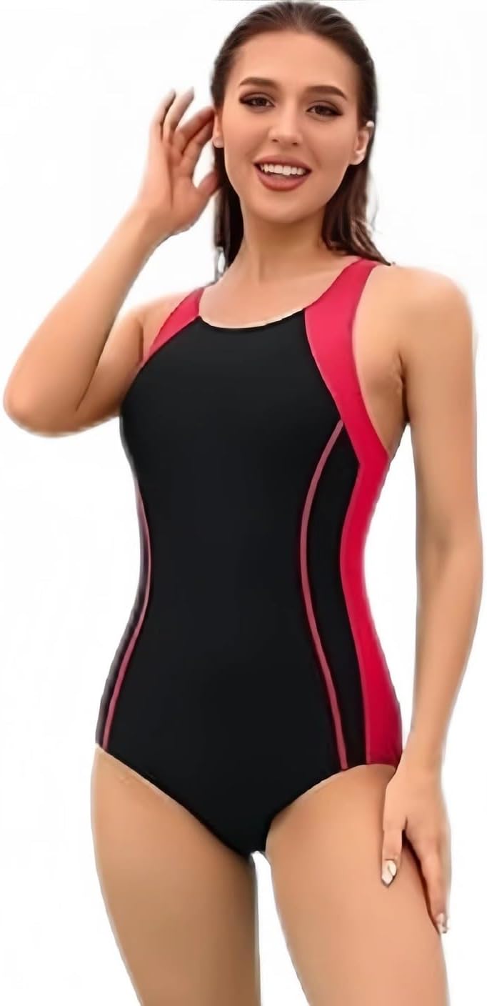Athletic One Piece Swimsuit for Women Racerback Sports Padded Swimwear
