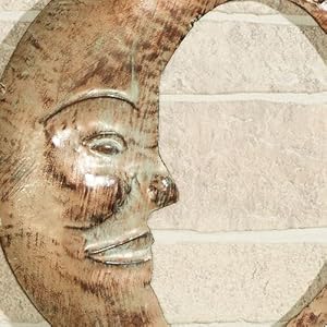 Touch of class sun and moon face metal wall art tarnished gold southwestern style decor outdoor indoor sculptures for patio porch bedroom  urban country home decor