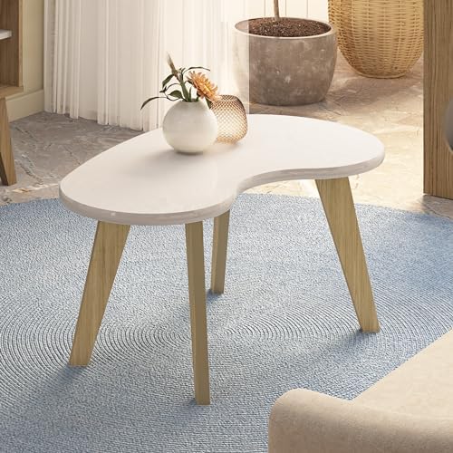 Mesa de Centro tampo MDF 25mm bordas arredondadas ORGÂNICA cor Of...