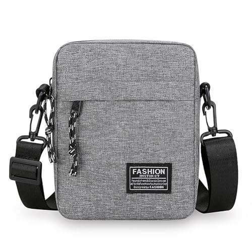 Enreluya Bolso Bandolera Para Hombre 14 19 5cm , Bolso De Mensajero Impermeable Con Correa Ajustable Y Múltiples Bolsillos, Con Bolsillos Y Cremallera, Para Escuela Trabajo Viajes Casual, Gris