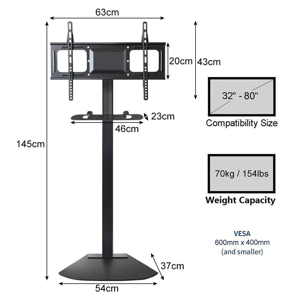 Meuble TV Support TV de qualité supérieure avec Support pivotant réglable en Hauteur, Support Haut pour téléviseurs LED Plasma LCD 32" à 80", Gestion des câbles Beautiful Scenery