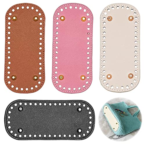 Oval Cojín Inferior De Cuero Almohadilla Bolso Agujeros Parte Inferior La Bolsa Pu Bolso De Mano Base Cojín Inferior Almohadilla Base Bolso Tejida A Mano Diy Para Bolsos De Mano(4 Piezas) Cover