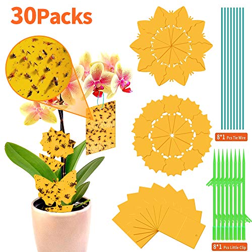 Preisvergleich Produktbild 30 Stück Gelbe Fliegenfalle,Gelbsticker,Gelbtafeln Trauermücken Gelbsticker,Gelbtafeln Trauermücken,Leimfalle Gelb,Fliegenfalle Gelbsticker Insektenfalle Leimfallen zum Schutz von Zierpflanzen Mehrweg