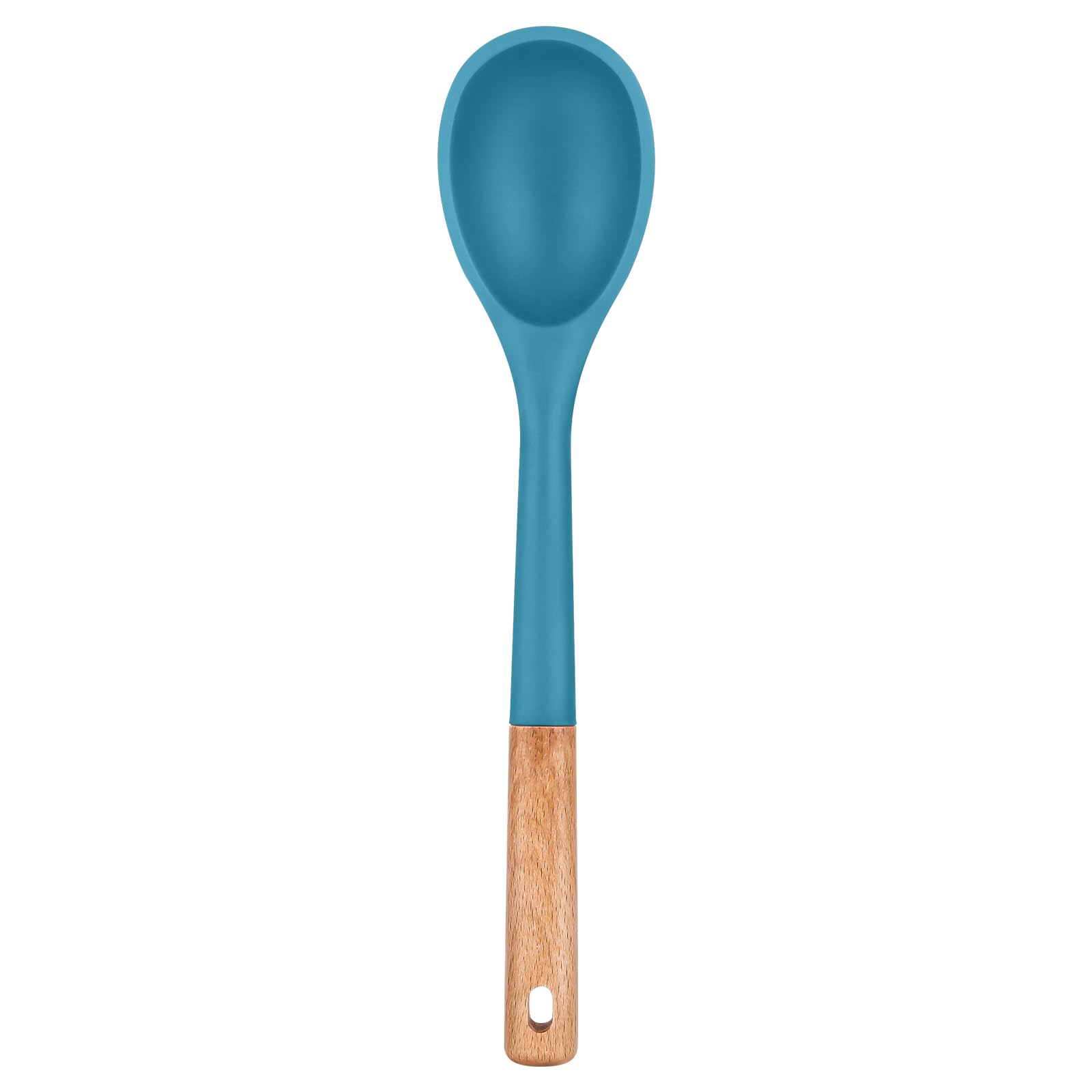 Badiano Cucharas de cocina grandes de silicona, mango de madera maciza antiadherente, 13.2 pulgadas | Cucharas de cocina de silicona de grado alimenticio resistentes al calor para cocinar, servir, untar y mezclar