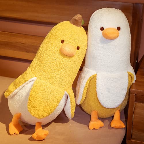 Peach Cat Banana Duck Plush Toy Cute Plushie Hugging Plush Pillow Duck Stuffed Animal For Girls And Boys White 19.7" #TOP4