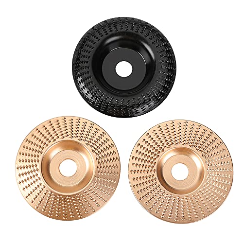 Tungsten Carbide Grinding Wheel Disc, 3 Pieces 4 Inch 5/8 Inch Bore Wood Carving Disc Wood Shaping Wheel Wood Grinding Shaping Disc for Wood Cutting Shaping Polishing, Gold and Black Tungsten Carbide Grinding Wheel Disc, 3 Pieces 4 Inch 5/8 Inch Bore Wood Carving Disc Wood Shaping Wheel Wood Grinding Shaping Disc for Wood Cutting Shaping Polishing, Gold and Black