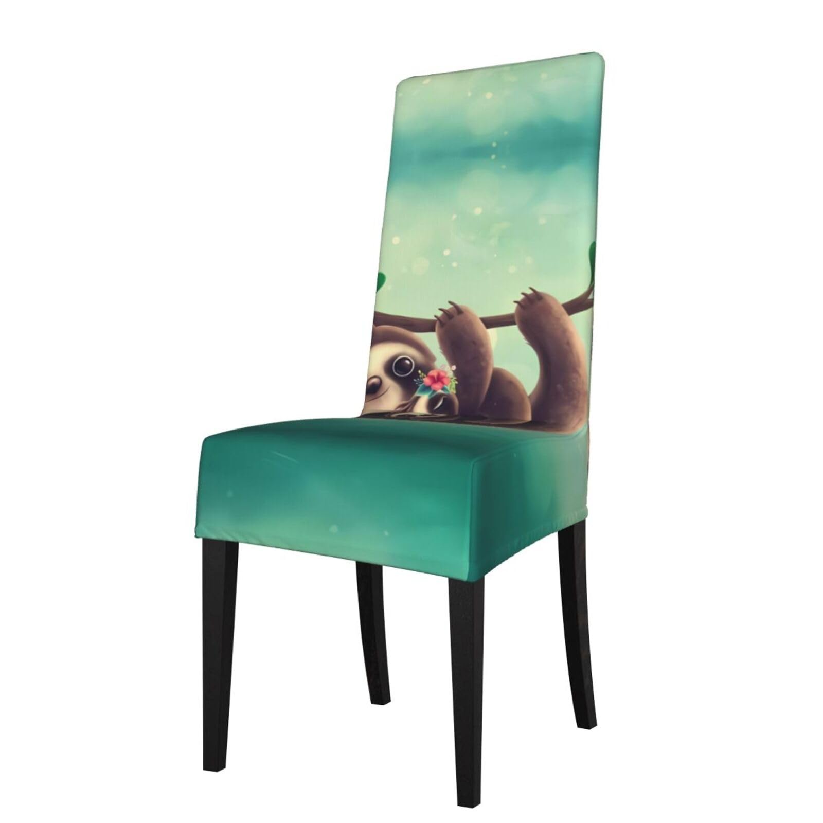 HJFCZH Lazy Cute Sloth Hanging the Branches Prints Protection Cover for Dining Chair - Stretchable Chair Throw Covers for Dining Room, Hotel Event Party