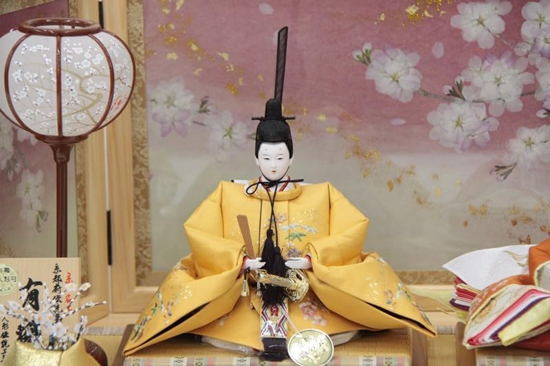 雛人形親王平飾り 大橋弌峰 京雛 十番 松竹梅 イエロー hn299 hs1119