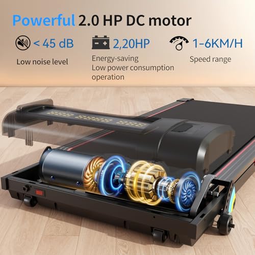 Image of Treadmill for Home 2-in-1 Walking Pad, Double Layer Running Deck 3 Screen LED Display 1-6 km /h Speed, Remote Control and App Control, Compact Design for Office & Home Use