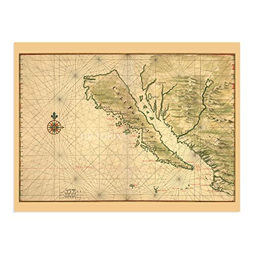 Historix Vintage 1650 California Shown As An Island Map Poster - 18X24 Inch Vintage Map Of California Wall Art History - Old California Map Print #TOP5