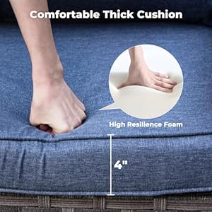 ovios 9 Pieces Patio Furniture Set Outdoor Sectional Sofa with Swivel Rocking Chair 42 Fire Pit Table Wide Arms and Deep Seat Modular Wicker Rattan Conversation Set Denim Blue