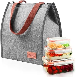 aceyoon Multifunctional 10L Insulated Lunch Bag for Lunch Box, Thermal Lunch Tote Bag Water and Stain Resistant Oxford Cloth Large Lunch Bag Foldable Reusable Lunch Bag for Work/School/Picnic