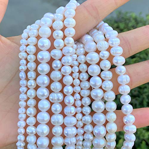 Adabele 1 Strand Real Natural Potato Round White Cultured Freshwater Pearl Loose Beads 7-8Mm For Jewelry Making 14 Inch Fp3-78 #TOP1