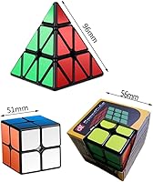 Vista 2 de TANCH Juego de cubos de velocidad de 2 x 2 x 2 3 x 3 x 3 x 3 x 3 pulgadas, paquete de rompecabezas de 3 piezas diferentes cubos, color negro