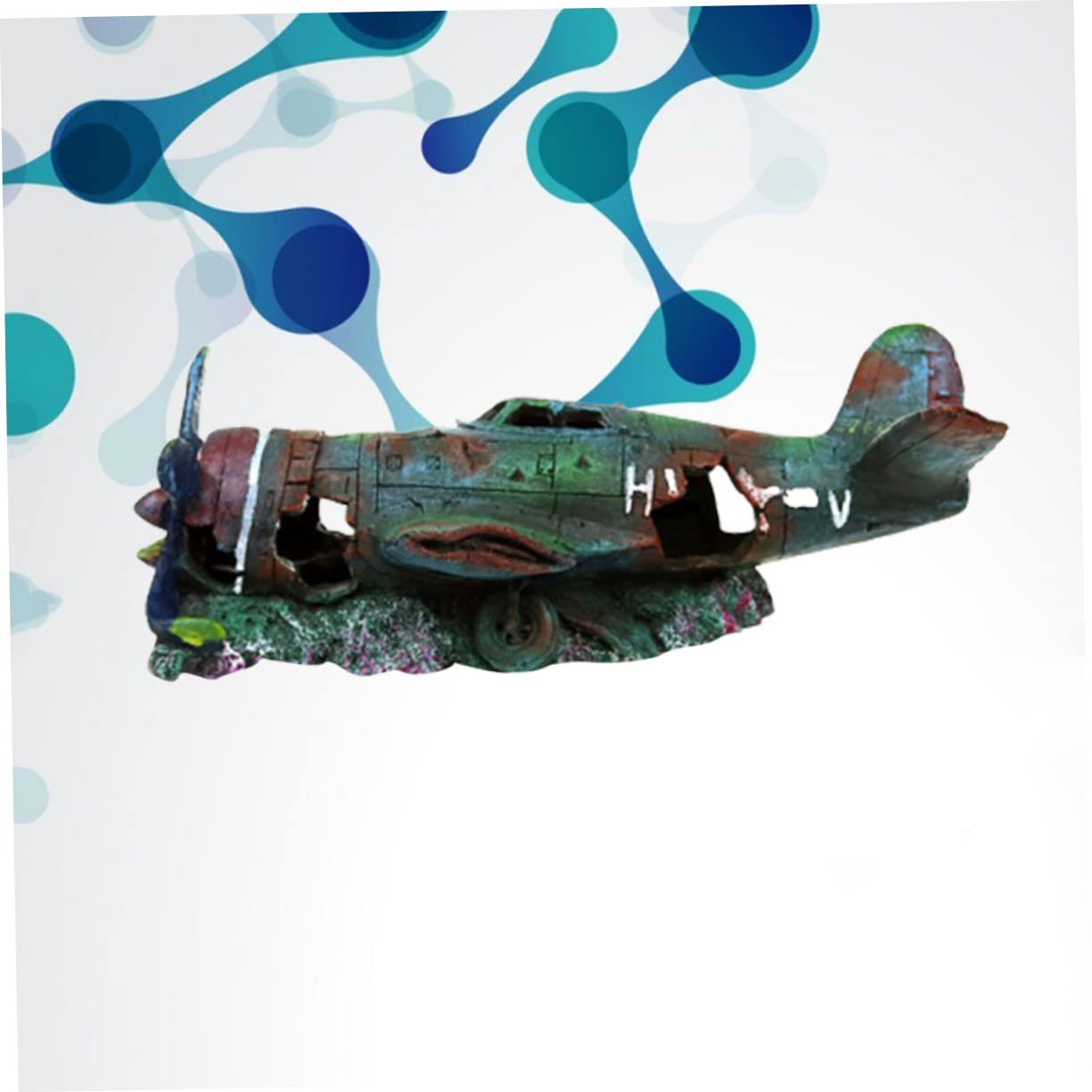 Amosfun D in Resina Decorazione Artificiale Relitto Aereo Facile da Pulire per Pesci Adatto Acqua e