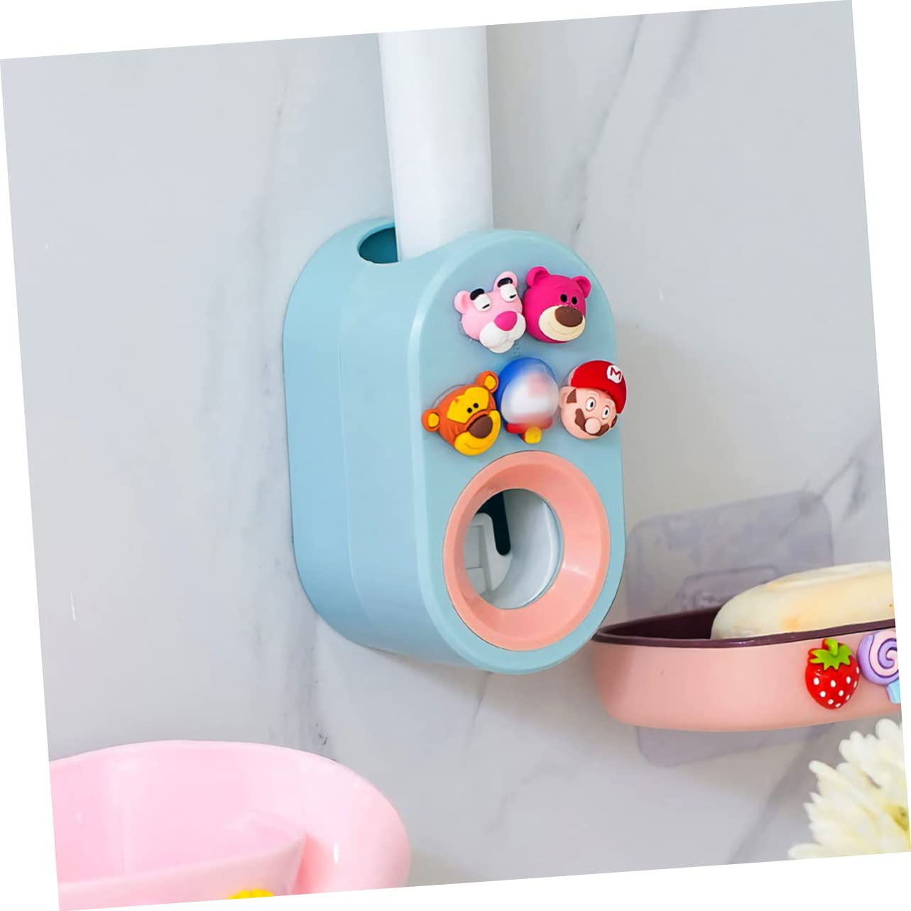 COLLBATH Automatic Toothpaste Squeezer Wall Mount Sky Toothpaste Dispenser for Bathroom Stylish Macaron Design Easy to Use and Install