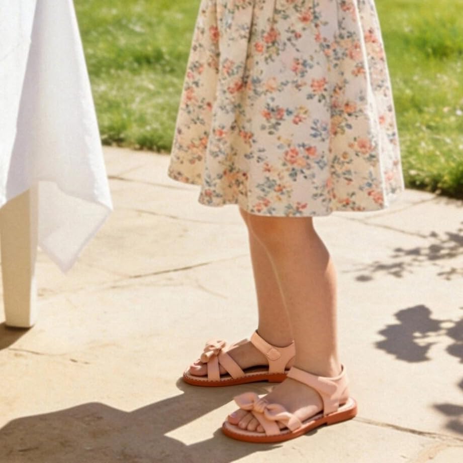 Image of ESTINE Toddler /Little Kid Girls Bow Open Toe Flat Evening Dress Sandals