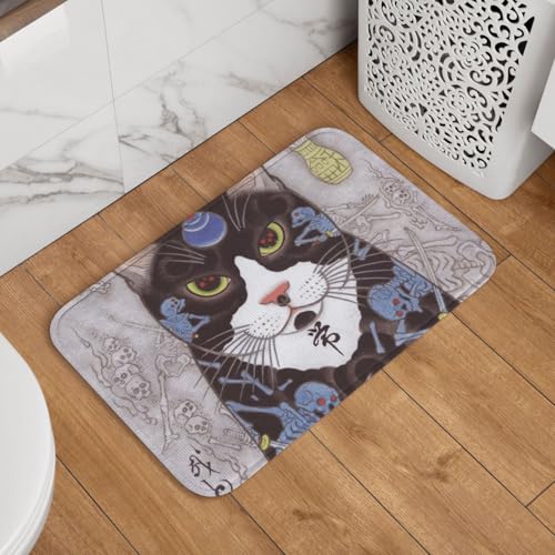 玄関マット 和風 浮世絵 猫柄 ドアマット 室内 屋外 バスマット おしゃれ 泥落とし 洗える 滑り止め 足拭きマット 浴室 台所 寝室 業務用 四季通用 60cm×40cm