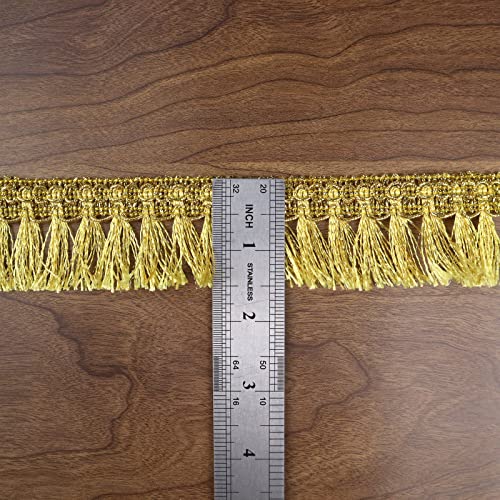 Znzakka Gold Fringe Trim 6 Yards Tassel Trim Chainette Fringe Sewing Trim For Crafts, Clothes, Curtain, Home Decor #TOP1