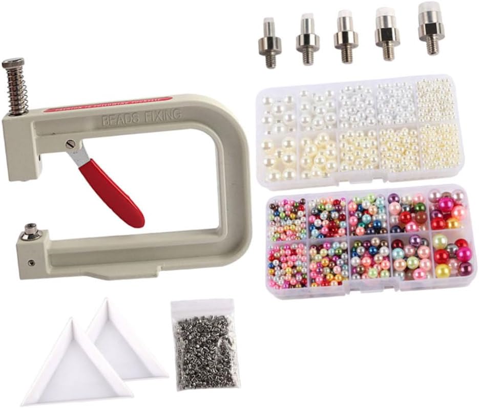 COHEALI 1set Hand Press Setting Machine Tool for Beading Non-Porous Bead Fixing Kit for Clothing Bags Shoes and Accessories and Material
