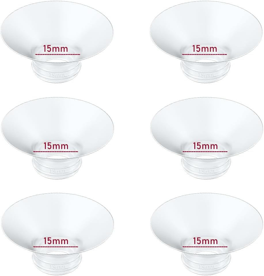 Flange Insert 15mm 6pcs Compatible with Momcozy M5/M9/M6/S12 Pro/V1 Pro/V2 Pro,for Spectra/Medela/MomMed/eufy/Lansinoh/Elvie Breast Pump, Fit for 24mm Flange/Shield of Most Pumps, Breastfeeding Parts