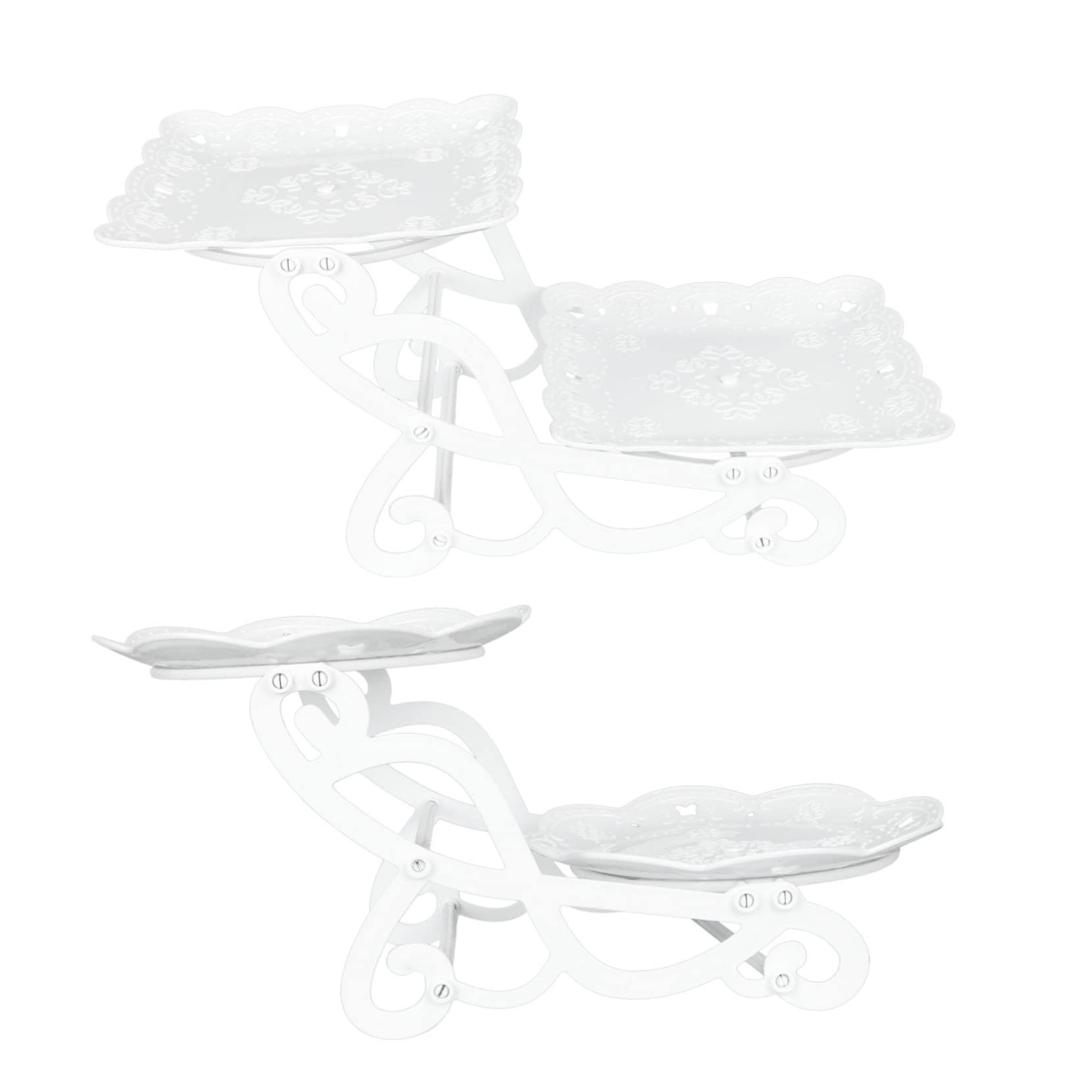 Happyyami 2 Sets Bicycle Snack Rack Cookie Platter Vintage Home Decor Decor Bike Flower Pot Rack Cupcake Display Tower Muffin Server Stand Dessert Holder Cake Storage Racks White