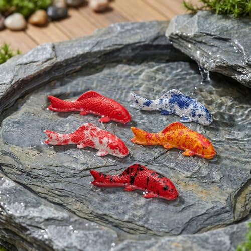 Image of Veemoon 5 Pcs Resin Fake Fish, 2.16 Inch Mini Aquarium Ornament, Artificial Goldfish Figurines Decor Glass Terrarium Fish Tank Ocean Landscape