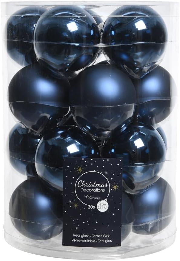 KAEMINGK Glass Baubles Shiny Matt Color: Midnight Blue Size: Dia 6Cm