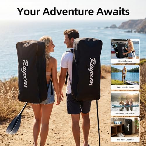 Image of Inflatable Stand Up Paddle Board 11'x34 inch Extra Wide SUP, Ultra-Stable for Adults & Dog, 450lbs, Dual Chamber Pump, Fiberglass Paddle, Military Grade Dual Layer