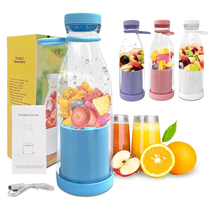 SISHDANI Portable Mini Juicer Blender, 420ml, USB Rechargeable, 6 Blades, 1800r/min, Smoothie Maker Cup-picture-23