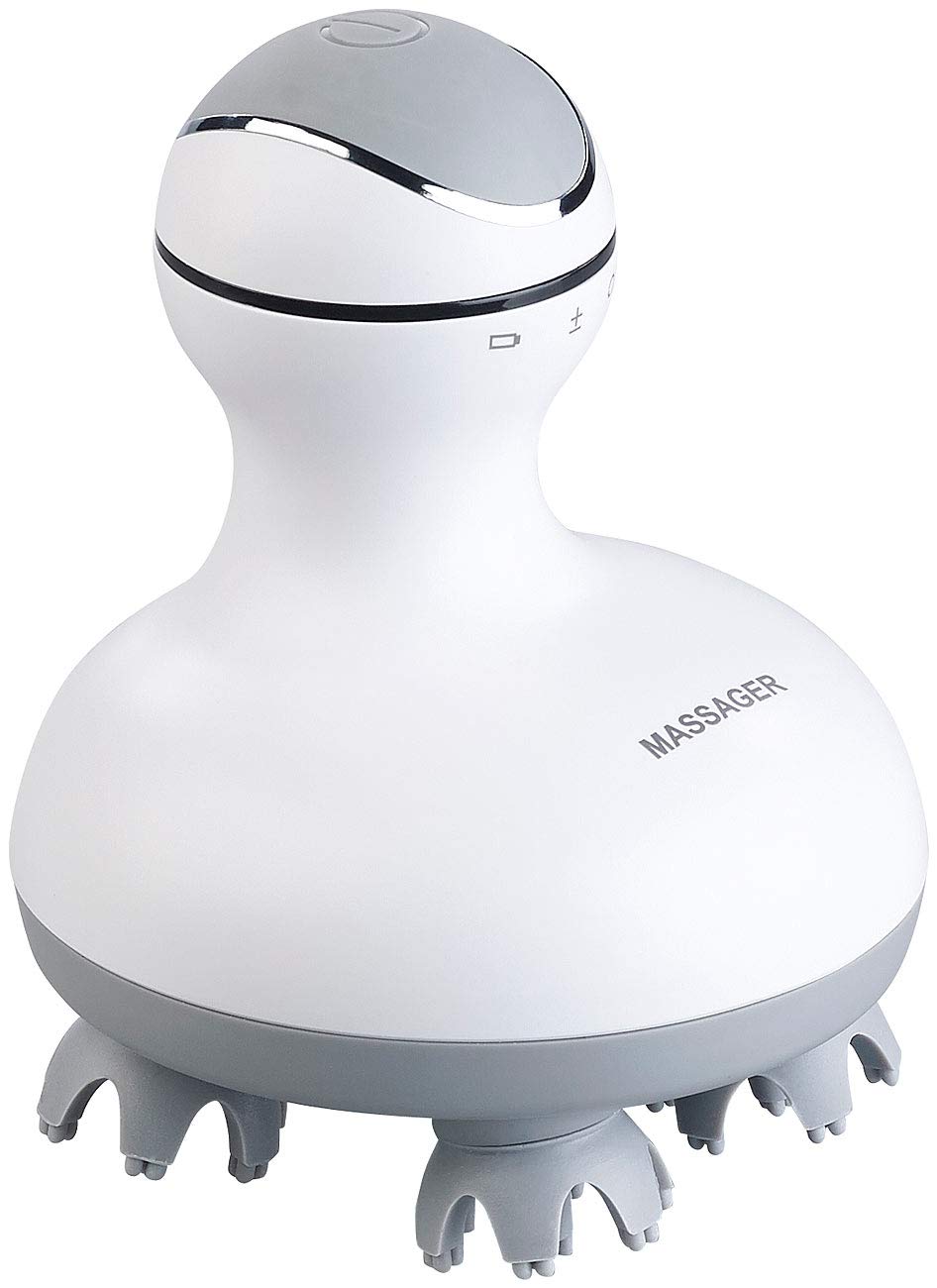 newgen medicals Massage-Gerätee: Deluxe-3D-Kopf- & Körper-Massagegerät mit Akku-Betrieb & Ladestation (Kopfhautmassagegerät, Massagegeraet Entspannung, Kopfhaut elektrisch)