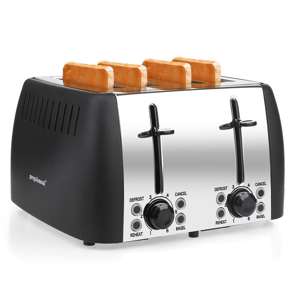 Buy prepAmeal 4 Slice Toaster Stainless Steel Toaster Four Slice Bagel