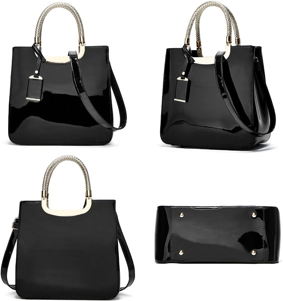 ZiMing Patent Leather Handbags Purse for Women Satchel Square Handbag Evening Bags Top Handle Bag Shoulder Bag Gorgeous Bag - Image 3
