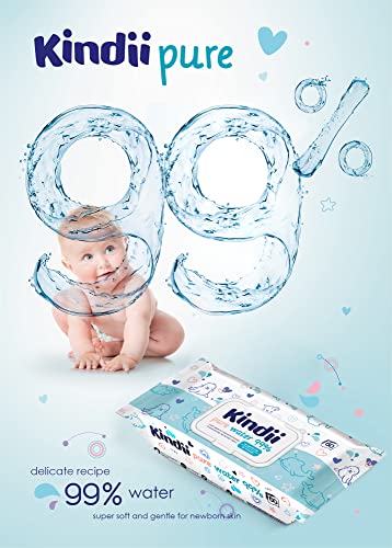 Lingettes Pure Water Kindii bébé sans parfum peau sensible x720
